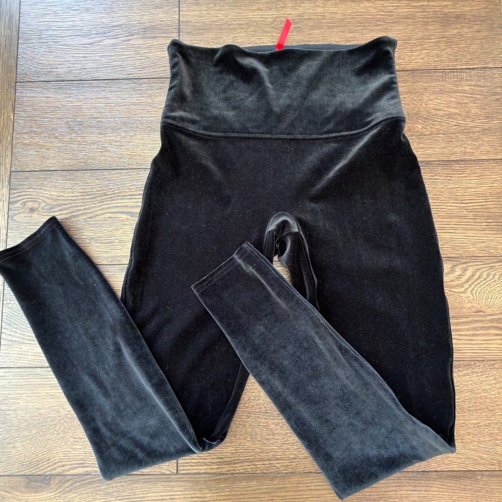 Spanx Velvet Leggings Black High Waisted Shapewear XL TG Slimming Plush Luxe